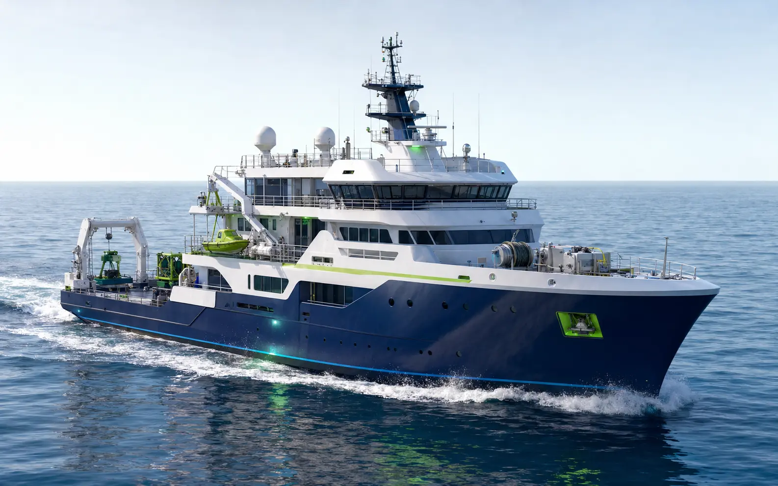 Animated research vessel survey illustration